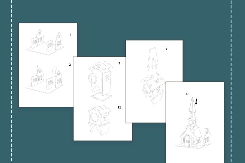 Intra απο ξύλο plywood 3mm-4mm πάχος Καθολική εκκλησία τρισδιάστατο πρότυπο Δίασταση 15x15 cm INTRAFABR-121750515