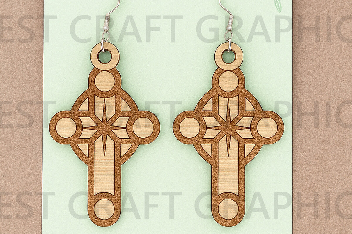 Intra απο ξύλο plywood 3mm-4mm πάχος Σκουλαρίκια Catholic Cross Cut  Δίασταση 3x3 cm INTRAFABR-124747896