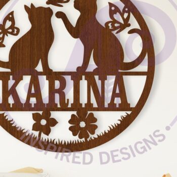 Intra απο ξύλο plywood 3mm-4mm πάχος Γάτες και πεταλούδες όνομα  Δίασταση 6x6 cm INTRAFABR-108407946 - Image 1