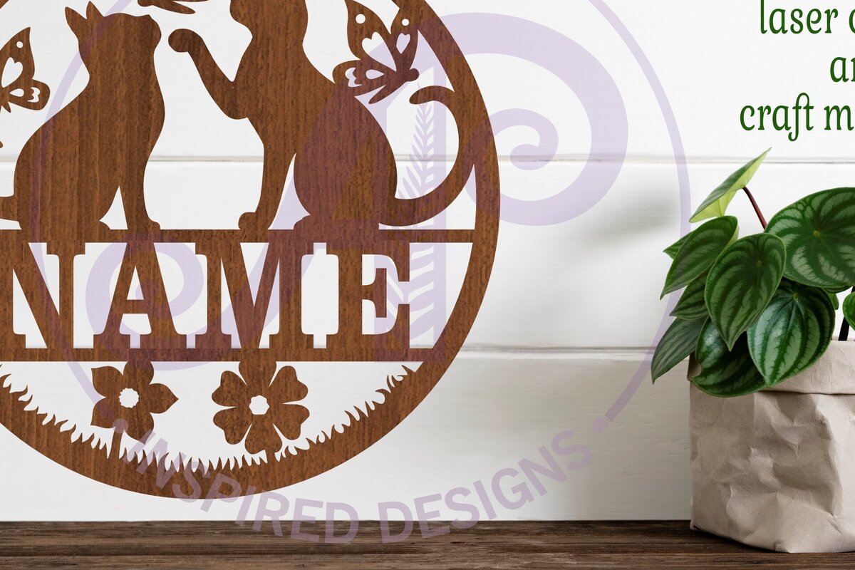 Intra απο ξύλο plywood 3mm-4mm πάχος Γάτες και πεταλούδες όνομα  Δίασταση 6x6 cm INTRAFABR-108407946 - Image 2