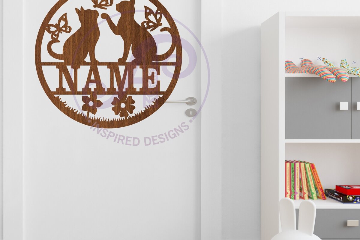 Intra απο ξύλο plywood 3mm-4mm πάχος Γάτες και πεταλούδες όνομα  Δίασταση 6x6 cm INTRAFABR-108407946 - Image 3