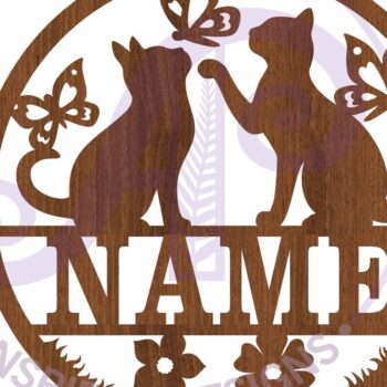 Intra απο ξύλο plywood 3mm-4mm πάχος Γάτες και πεταλούδες όνομα  Δίασταση 6x6 cm INTRAFABR-108407946 - Image 4