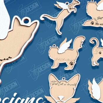 Intra απο ξύλο plywood 3mm-4mm πάχος Δέσμη στολίδι αναμνηστικών γατών Δίασταση 8x8 cm INTRAFABR-95715906 - Image 1