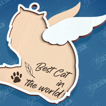 Intra απο ξύλο plywood 3mm-4mm πάχος Σχέδιο κοπής με λέιζερ αναμνηστικό στολίδι για γάτες Δίασταση 8x8 cm INTRAFABR-95715515 - Image 1