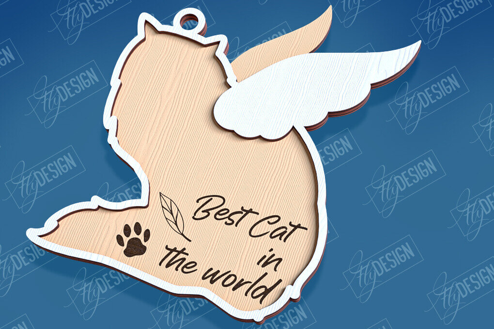 Intra απο ξύλο plywood 3mm-4mm πάχος Σχέδιο κοπής με λέιζερ αναμνηστικό στολίδι για γάτες Δίασταση 8x8 cm INTRAFABR-95715515