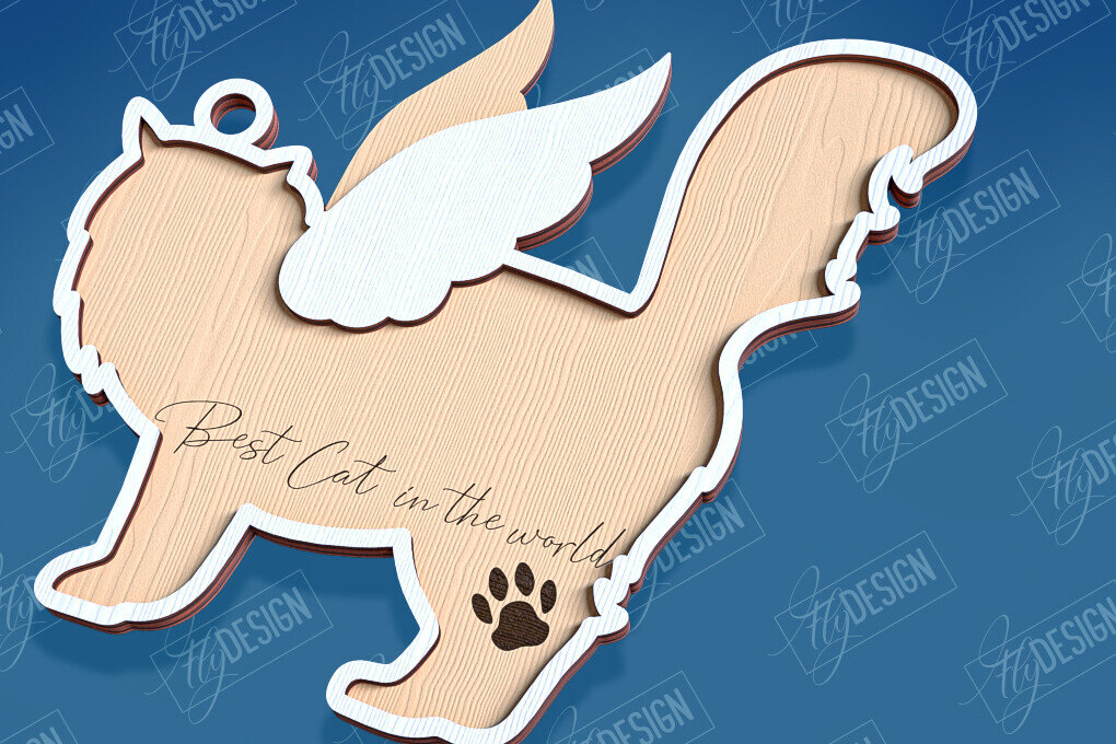 Intra απο ξύλο plywood 3mm-4mm πάχος Σχέδιο κοπής με λέιζερ αναμνηστικό στολίδι για γάτες Δίασταση 8x8 cm INTRAFABR-95715526