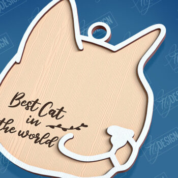 Intra απο ξύλο plywood 3mm-4mm πάχος Σχέδιο κοπής με λέιζερ αναμνηστικό στολίδι για γάτες Δίασταση 8x8 cm INTRAFABR-95715545 - Image 1
