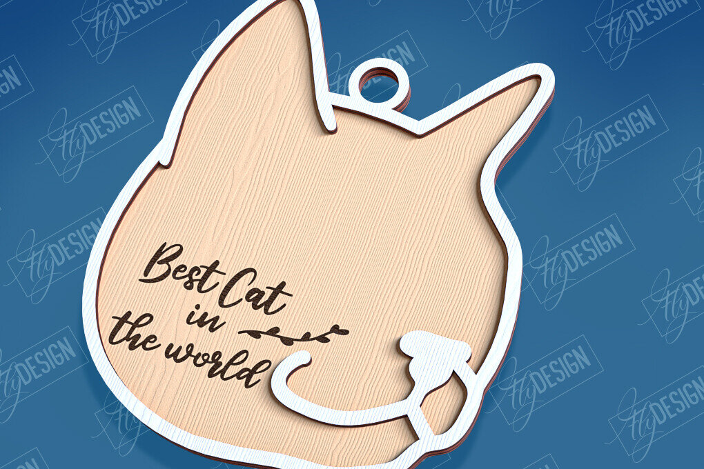 Intra απο ξύλο plywood 3mm-4mm πάχος Σχέδιο κοπής με λέιζερ αναμνηστικό στολίδι για γάτες Δίασταση 8x8 cm INTRAFABR-95715545