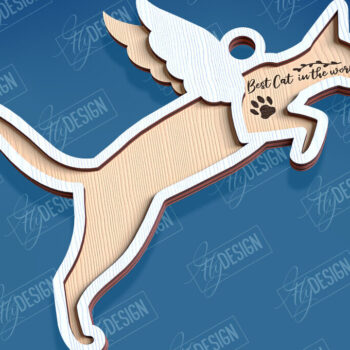 Intra απο ξύλο plywood 3mm-4mm πάχος Σχέδιο κοπής με λέιζερ αναμνηστικό στολίδι για γάτες Δίασταση 8x8 cm INTRAFABR-95715558 - Image 1
