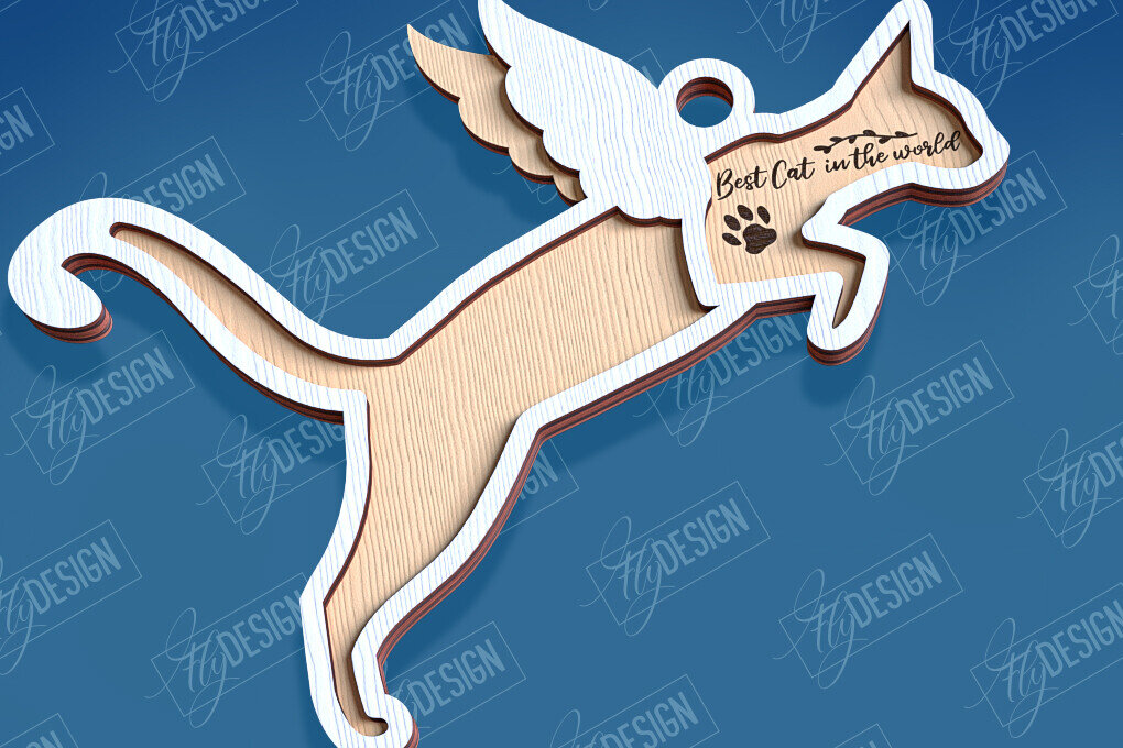 Intra απο ξύλο plywood 3mm-4mm πάχος Σχέδιο κοπής με λέιζερ αναμνηστικό στολίδι για γάτες Δίασταση 8x8 cm INTRAFABR-95715558