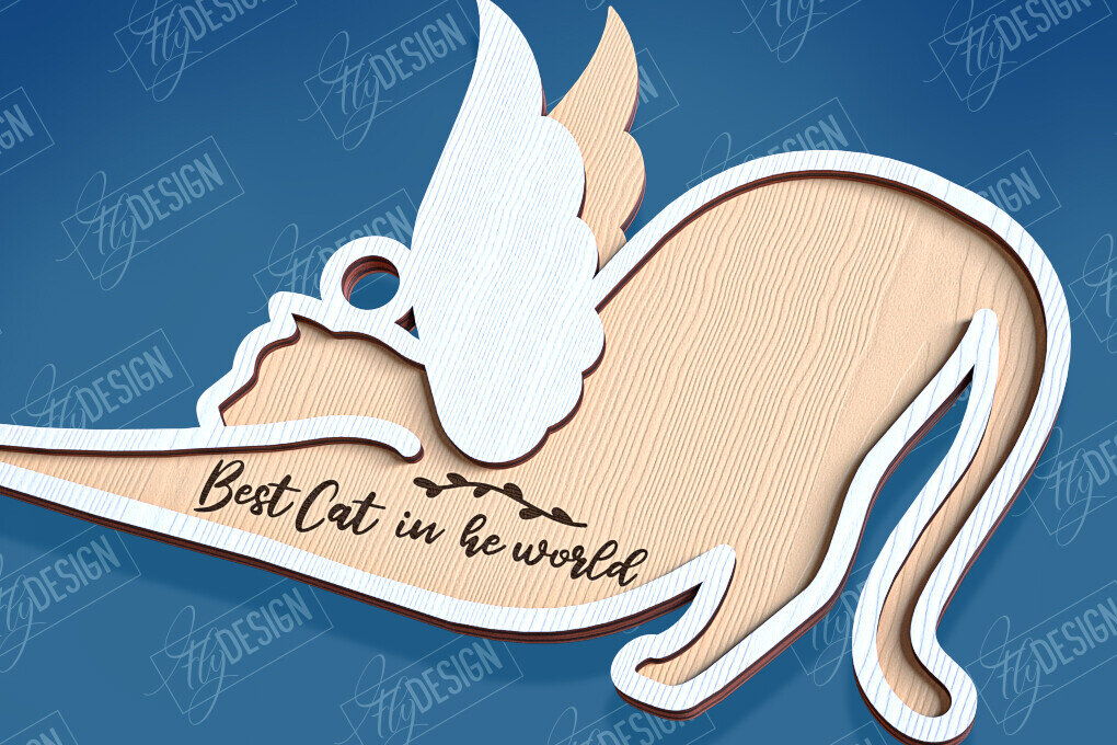 Intra απο ξύλο plywood 3mm-4mm πάχος Σχέδιο κοπής με λέιζερ αναμνηστικό στολίδι για γάτες Δίασταση 8x8 cm INTRAFABR-95715565