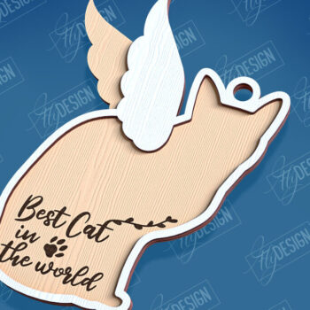 Intra απο ξύλο plywood 3mm-4mm πάχος Σχέδιο κοπής με λέιζερ αναμνηστικό στολίδι για γάτες Δίασταση 8x8 cm INTRAFABR-95715507 - Image 1