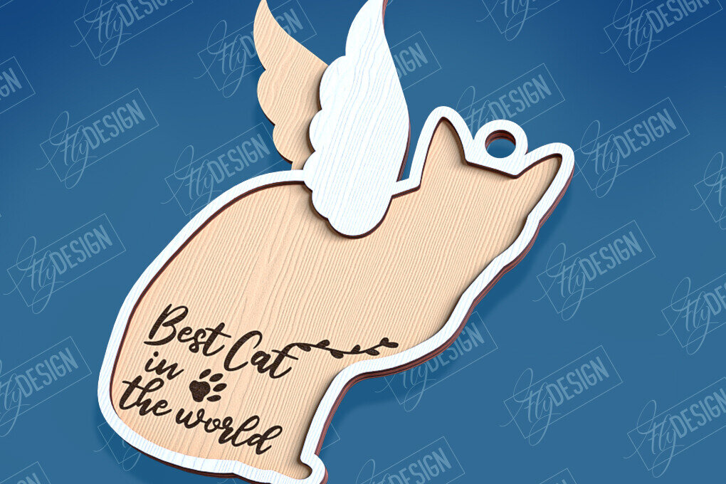 Intra απο ξύλο plywood 3mm-4mm πάχος Σχέδιο κοπής με λέιζερ αναμνηστικό στολίδι για γάτες Δίασταση 8x8 cm INTRAFABR-95715507