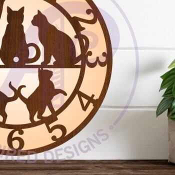 Intra απο ξύλο plywood 3mm-4mm πάχος Ρολόι τοίχου Cats  Cut , Δίασταση 8x8 cm INTRAFABR-107856033 - Image 1