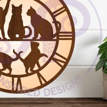 Intra απο ξύλο plywood 3mm-4mm πάχος Ρολόι τοίχου Cats  Cut , Δίασταση 8x8 cm INTRAFABR-107856033 - Image 2