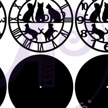 Intra απο ξύλο plywood 3mm-4mm πάχος Ρολόι τοίχου Cats  Cut , Δίασταση 8x8 cm INTRAFABR-107856033 - Image 4