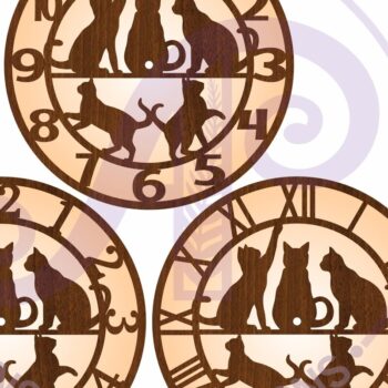 Intra απο ξύλο plywood 3mm-4mm πάχος Ρολόι τοίχου Cats  Cut , Δίασταση 8x8 cm INTRAFABR-107856033 - Image 5