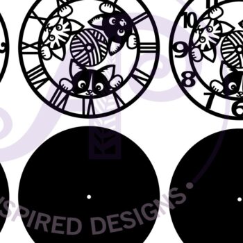 Intra απο ξύλο plywood 3mm-4mm πάχος Ρολόι τοίχου Cats  Cut , Δίασταση 8x8 cm INTRAFABR-87133013 - Image 6