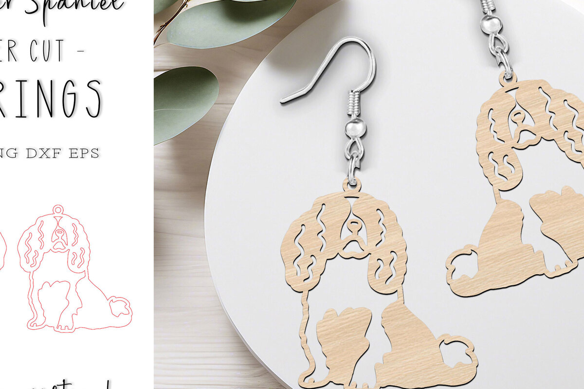 Intra απο ξύλο plywood 3mm-4mm πάχος Σκουλαρίκια Cavalier Spaniel Dog Cut  Δίασταση 1x1 cm INTRAFABR-119668337