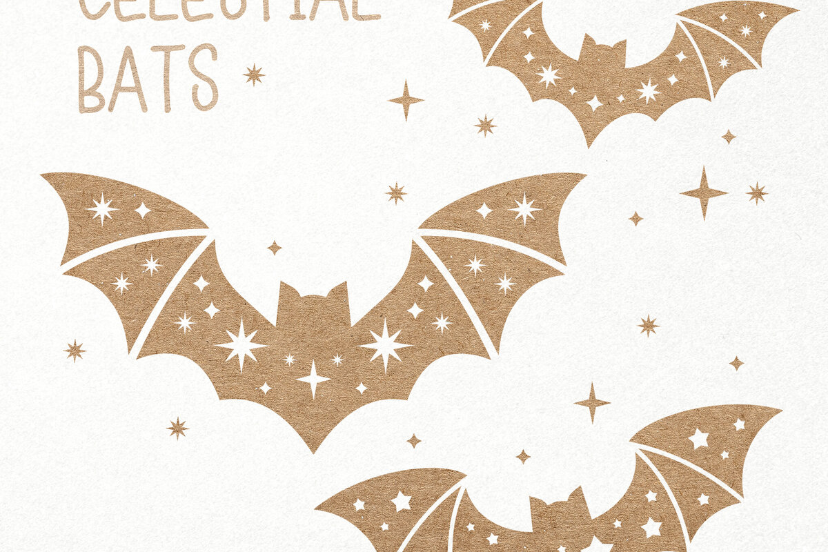 Intra απο ξύλο plywood 3mm-4mm πάχος Ουράνια Νυχτερίδα. Απόκριες Νυχτερίδες με αστέρια Δίασταση 7x7 cm INTRAFABR-106003958