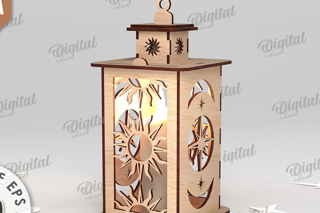 Intra απο ξύλο plywood 3mm-4mm πάχος κοπής με λέιζερ Celestial Lanterns Δίασταση 30x20 cm INTRAFABR-110847964 - Image 5