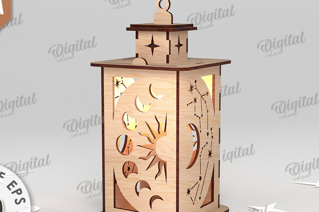 Intra απο ξύλο plywood 3mm-4mm πάχος κοπής με λέιζερ Celestial Lanterns Δίασταση 30x20 cm INTRAFABR-110847964 - Image 9