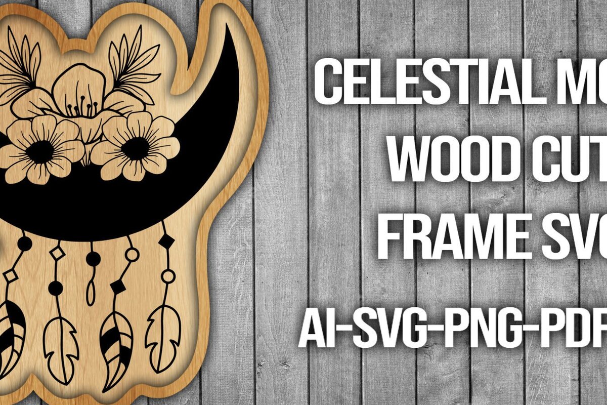 Intra απο ξύλο plywood 3mm-4mm πάχος Πλαίσιο κοπής ξύλου Celestial Moon Δίασταση 20x30 cm INTRAFABR-46088205