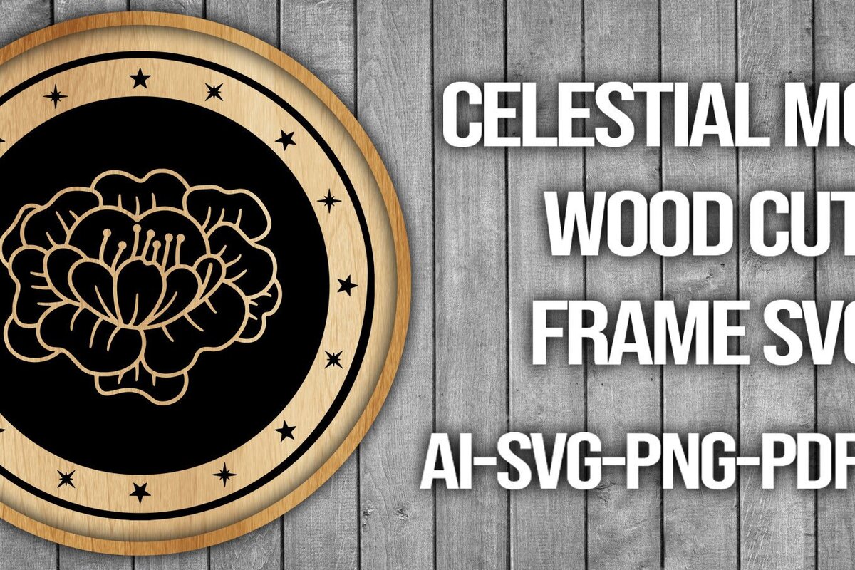 Intra απο ξύλο plywood 3mm-4mm πάχος Πλαίσιο κοπής ξύλου Celestial Moon Δίασταση 20x30 cm INTRAFABR-46088218 - Image 1