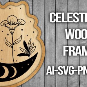 Intra απο ξύλο plywood 3mm-4mm πάχος Πλαίσιο κοπής ξύλου Celestial Moon Δίασταση 20x30 cm INTRAFABR-45741379