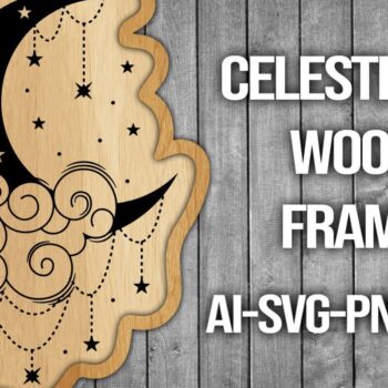 Intra απο ξύλο plywood 3mm-4mm πάχος Πλαίσιο κοπής ξύλου Celestial Moon Δίασταση 20x30 cm INTRAFABR-45741374 - Image 1