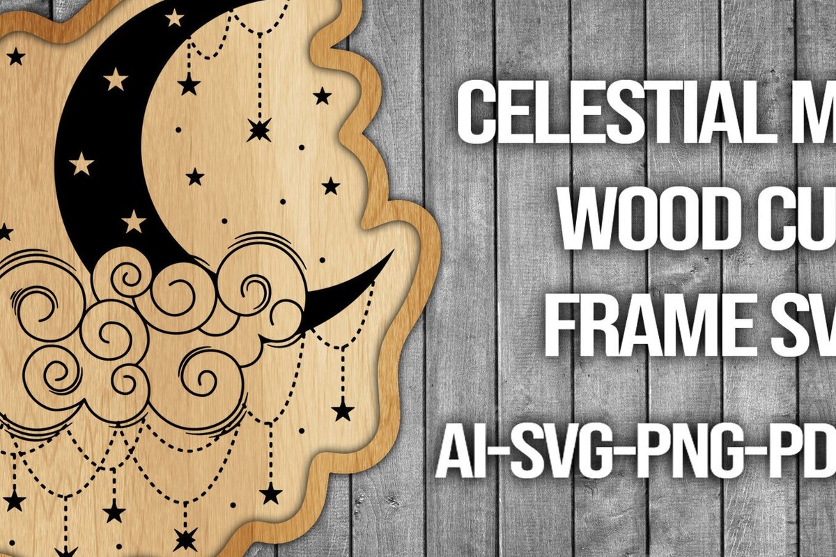 Intra απο ξύλο plywood 3mm-4mm πάχος Πλαίσιο κοπής ξύλου Celestial Moon Δίασταση 20x30 cm INTRAFABR-45741374