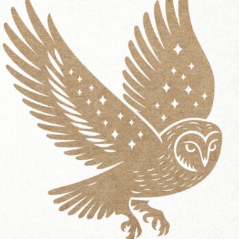 Intra απο ξύλο plywood 3mm-4mm πάχος Ουράνια κουκουβάγια . Κουκουβάγια αχυρώνα με αστέρια Δίασταση 7x7 cm INTRAFABR-106003698 - Image 1