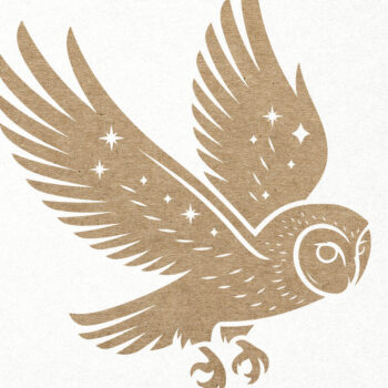 Intra απο ξύλο plywood 3mm-4mm πάχος Ουράνια κουκουβάγια . Κουκουβάγια αχυρώνα με αστέρια Δίασταση 7x7 cm INTRAFABR-106003570 - Image 1