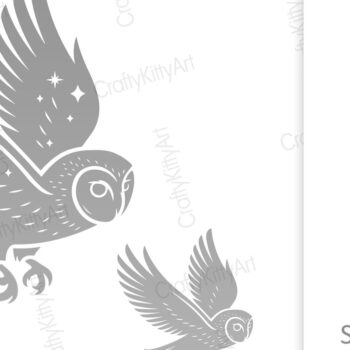 Intra απο ξύλο plywood 3mm-4mm πάχος Ουράνια κουκουβάγια . Κουκουβάγια αχυρώνα με αστέρια Δίασταση 7x7 cm INTRAFABR-106003570 - Image 2