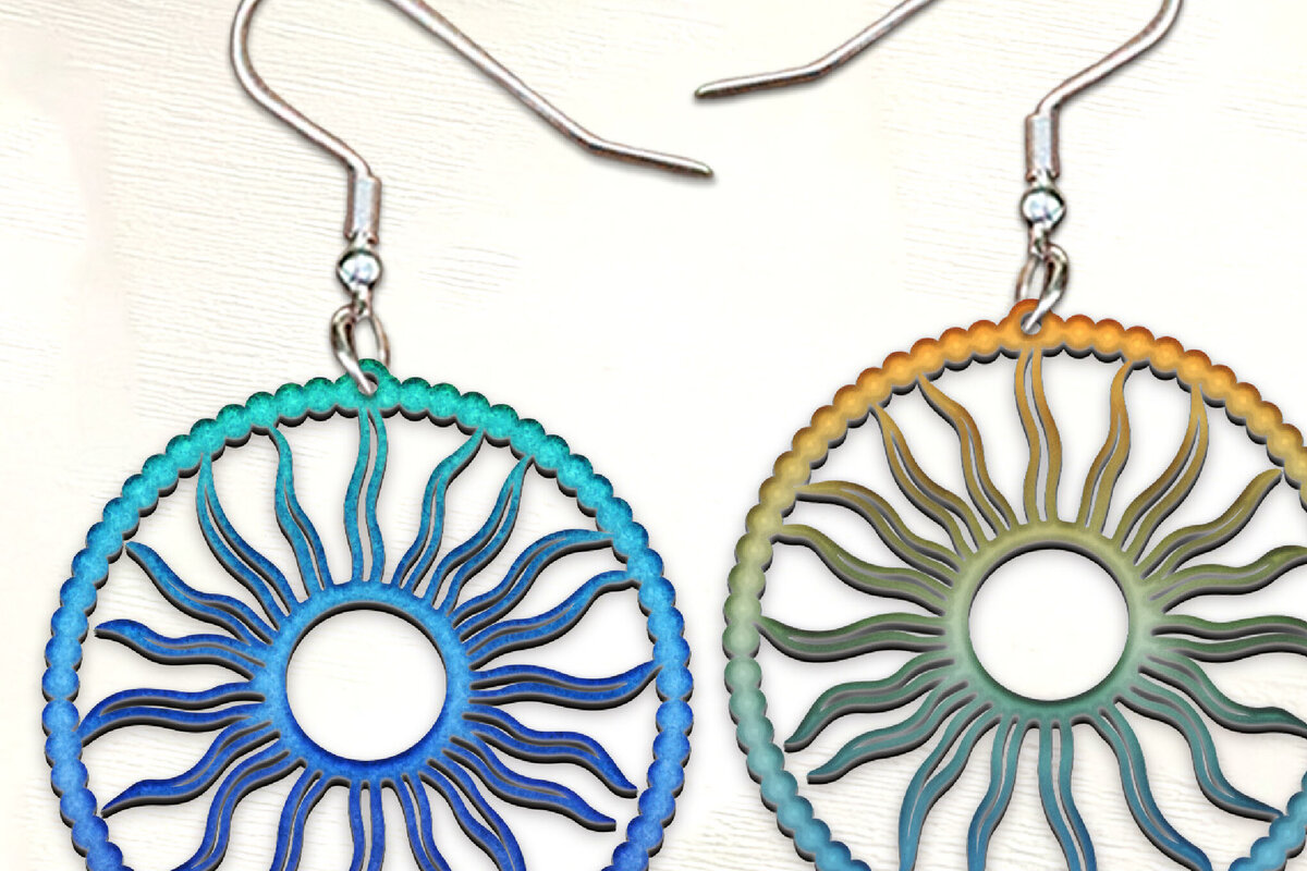 Intra απο ξύλο plywood 3mm-4mm πάχος Σκουλαρίκια Celestial Sun Μοντέρνα . Δίασταση 4x4 cm INTRAFABR-122492350