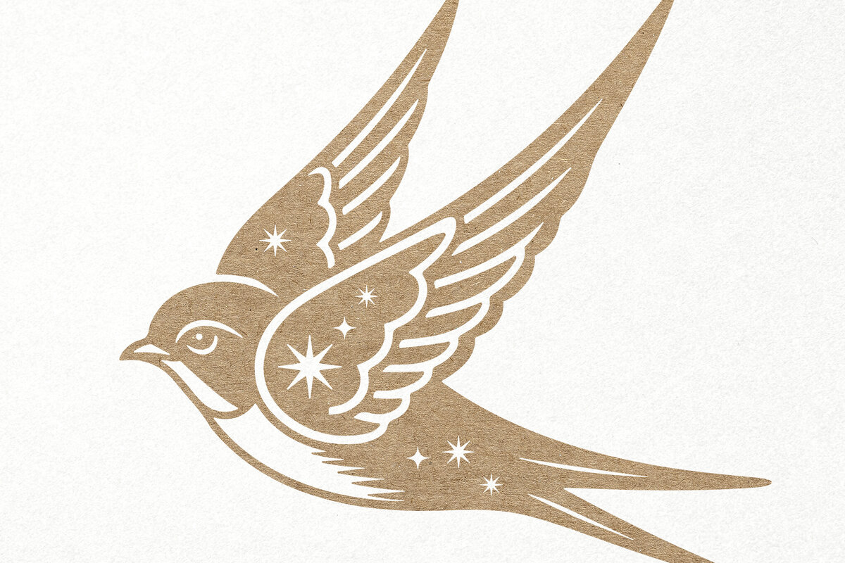 Intra απο ξύλο plywood 3mm-4mm πάχος Διακόσμηση τοίχου με λέιζερ Celestial Swallow Bird Δίασταση 7x7 cm INTRAFABR-121233245