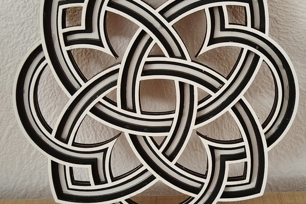 Intra απο ξύλο plywood 3mm-4mm πάχος Στολίδι Celtic 4 Circles Δίασταση 8x8 cm INTRAFABR-113574776 - Image 1