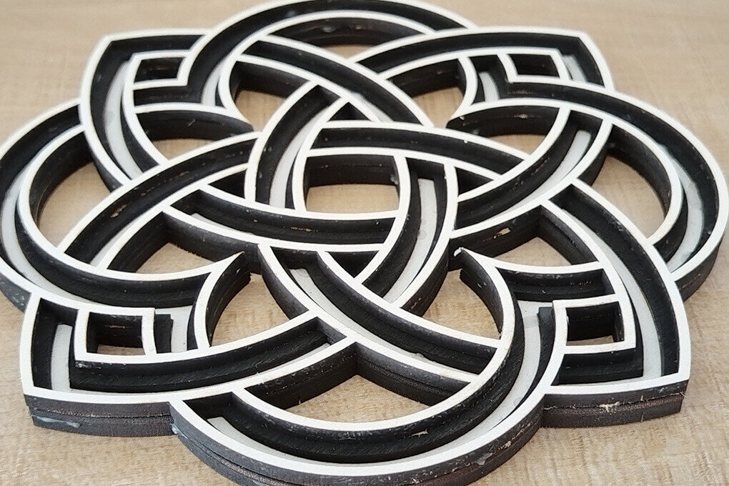 Intra απο ξύλο plywood 3mm-4mm πάχος Στολίδι Celtic 4 Circles Δίασταση 8x8 cm INTRAFABR-113574776 - Image 2