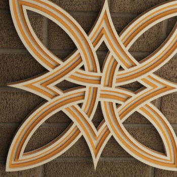 Intra απο ξύλο plywood 3mm-4mm πάχος Κέλτικο στολίδι με 4 φύλλα Δίασταση 8x8 cm INTRAFABR-114056094 - Image 1