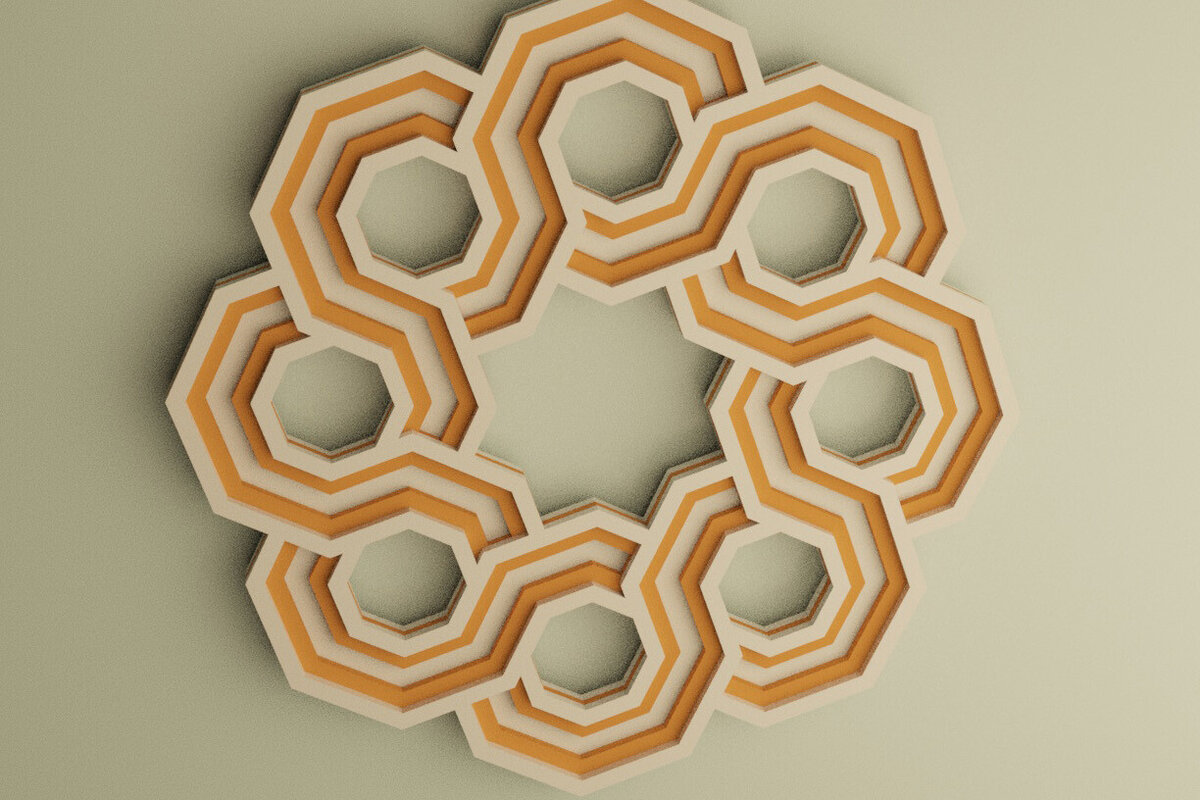 Intra απο ξύλο plywood 3mm-4mm πάχος Στολίδι Celtic 8 Octagons Δίασταση 8x8 cm INTRAFABR-113607804