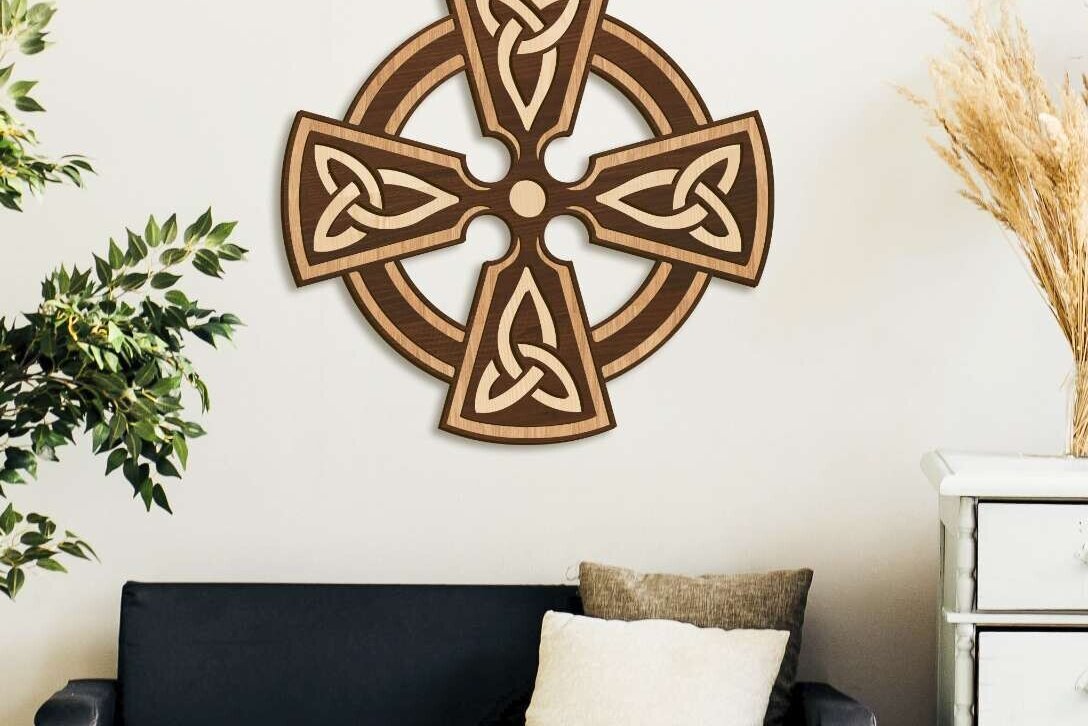 Intra απο ξύλο plywood 3mm-4mm πάχος Διακοσμητικό πάνελ τοίχου Celtic Cross Δίασταση 40x40 cm INTRAFABR-103267456 - Image 8