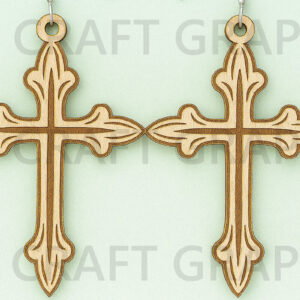 Intra απο ξύλο plywood 3mm-4mm πάχος Σκουλαρίκια Celtic Cross – Christian Δίασταση 3x3 cm INTRAFABR-124681782