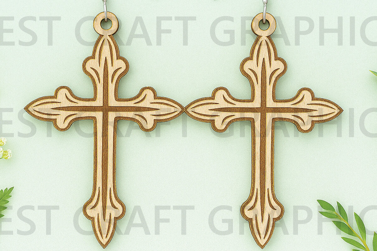 Intra απο ξύλο plywood 3mm-4mm πάχος Σκουλαρίκια Celtic Cross – Christian Δίασταση 3x3 cm INTRAFABR-124681782