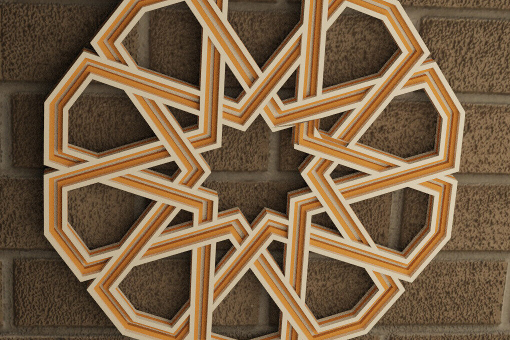Intra απο ξύλο plywood 3mm-4mm πάχος Κελτικό στολίδι δεκάγωνο Δίασταση 8x8 cm INTRAFABR-114422920 - Image 1