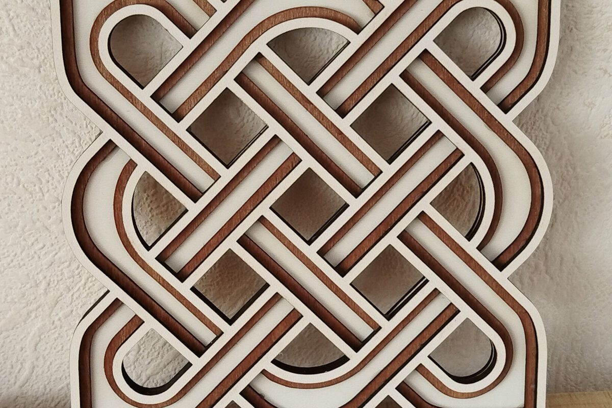 Intra απο ξύλο plywood 3mm-4mm πάχος Κελτικό τετράγωνο στολίδι Δίασταση 8x8 cm INTRAFABR-113046043