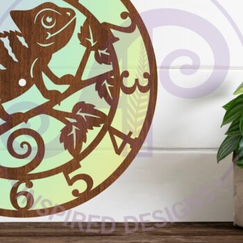 Intra απο ξύλο plywood 3mm-4mm πάχος κοπής με λέιζερ ρολόι τοίχου Chameleon Δίασταση 8x8 cm INTRAFABR-104204584 - Image 1