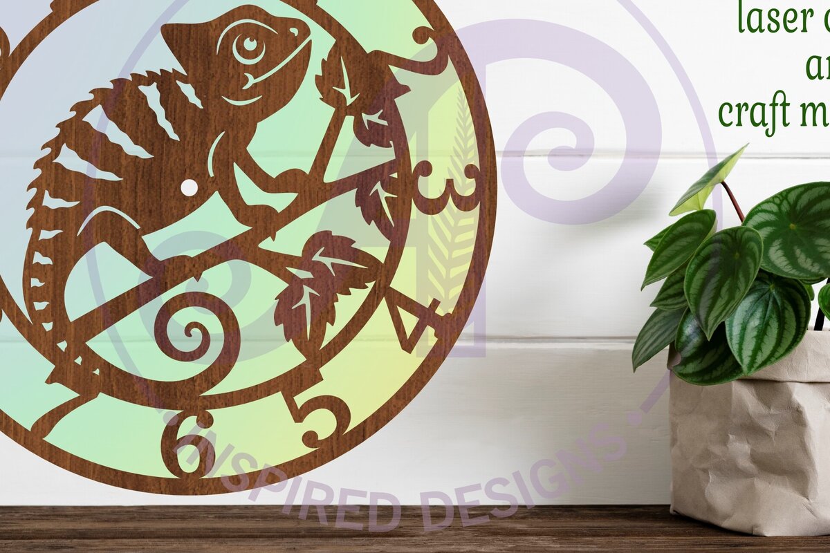 Intra απο ξύλο plywood 3mm-4mm πάχος κοπής με λέιζερ ρολόι τοίχου Chameleon Δίασταση 8x8 cm INTRAFABR-104204584