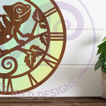 Intra απο ξύλο plywood 3mm-4mm πάχος κοπής με λέιζερ ρολόι τοίχου Chameleon Δίασταση 8x8 cm INTRAFABR-104204584 - Image 2