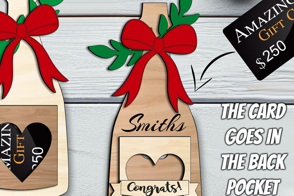 Intra απο ξύλο plywood 3mm-4mm πάχος Χρήματα δωροκάρτας για μπουκάλι γάμου σαμπάνιας Δίασταση 15x15 cm INTRAFABR-103464926