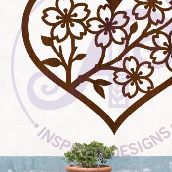 Intra απο ξύλο plywood 3mm-4mm πάχος Επιτοίχια επιγραφή Cherry Blossom Heart, Δίασταση 11x11 cm INTRAFABR-124358700 - Image 1